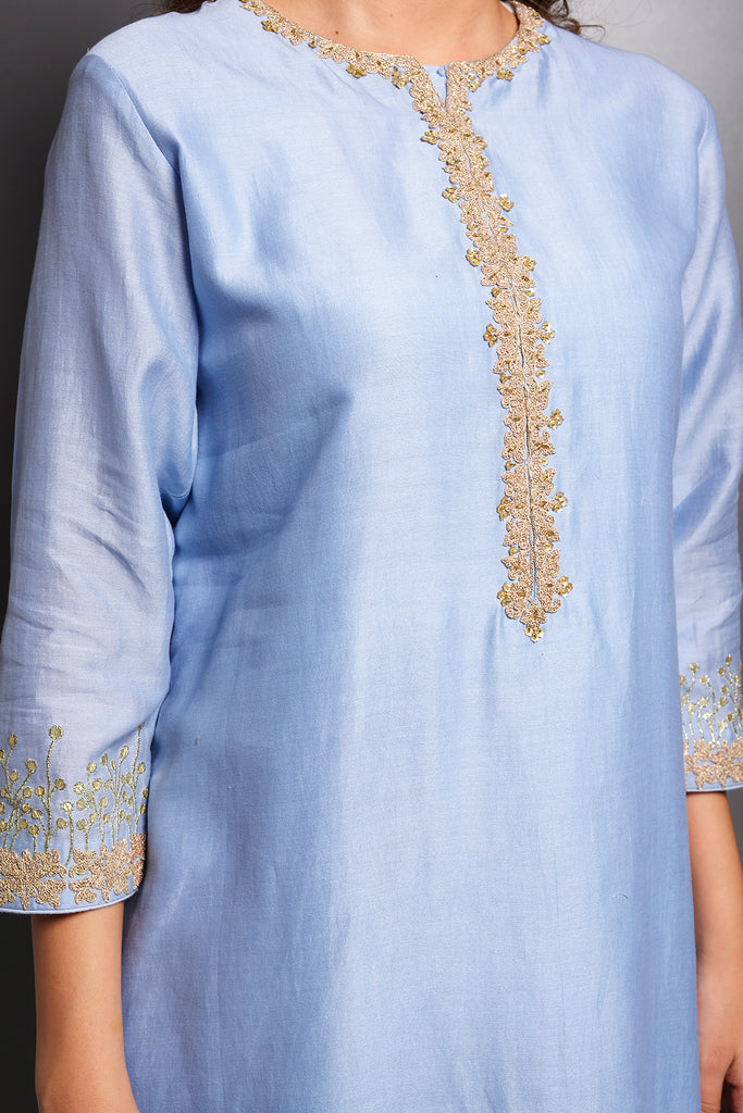 Zari Embroidered Chanderi Kurta with Sharara | AAS Couture