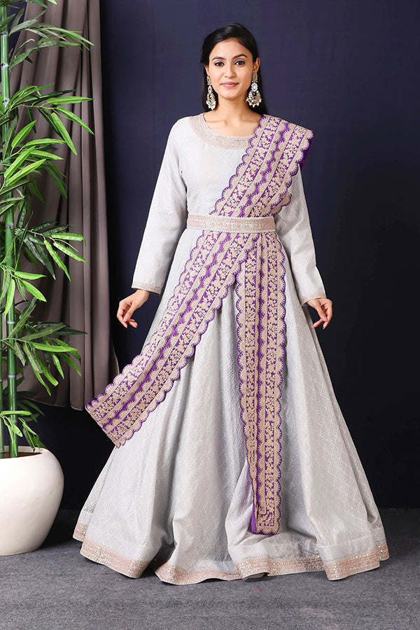 Grey Anarkali AAS Couture