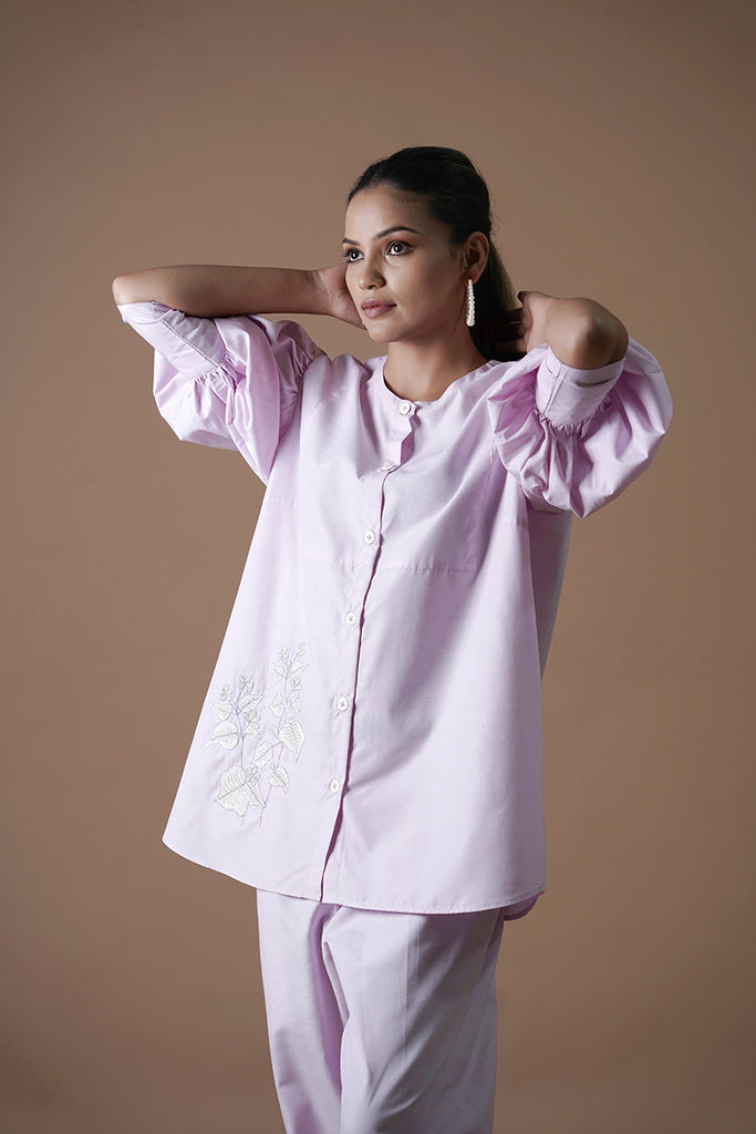 pure cotton Lilac Co-ord  THREAD EMBROIDERY AAS Couture