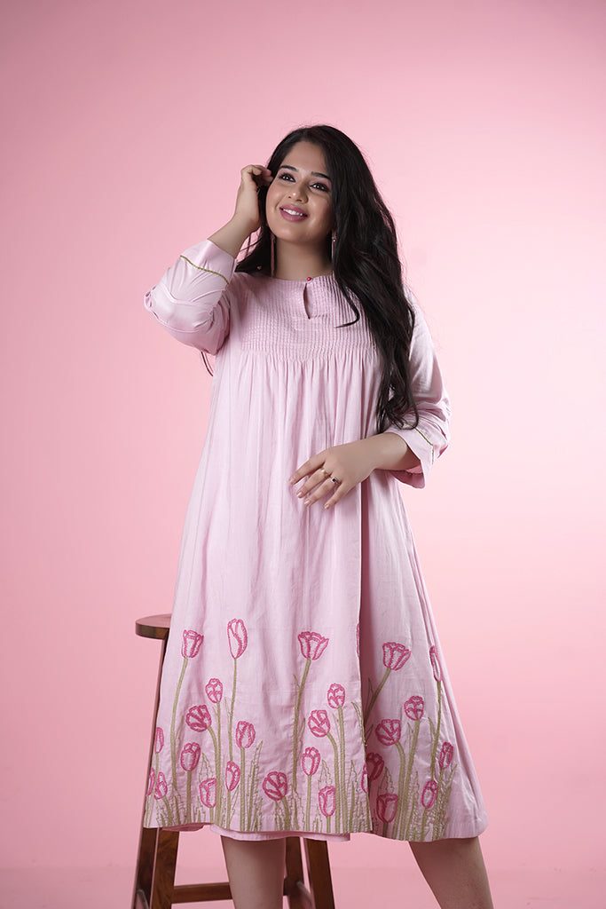 Cotton Malmal Baby Pink Attire AAS COUTURE