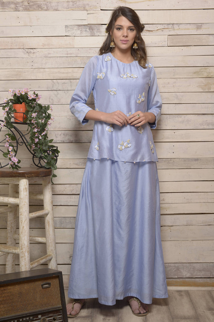 Blue Double Layer Dress  AAS COUTURE