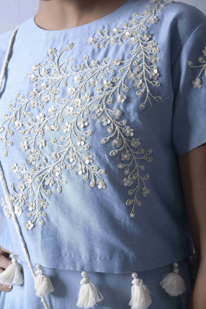Chanderi Off white Blue AAS COUTURE