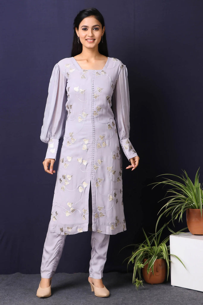 Bluish Grey Kurta with Ballon Sleeve AAS Couture