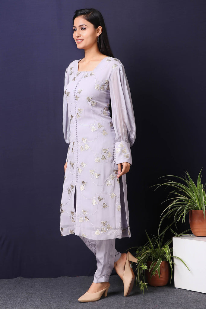 Bluish Grey Kurta with Ballon Sleeve AAS Couture