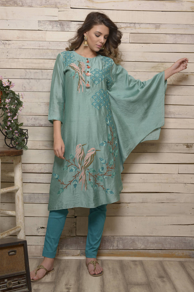 Beautiful One Sided Blue Kaftaan | AAS Couture