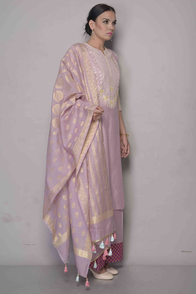 Chanderi Suit with Banarasi Dupatta (Gota Work) | AAS Couture