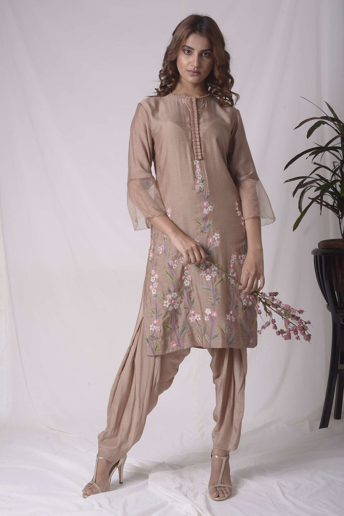 CLASSY BROWN STRAIGHT KURTA WITH DHOTI  AAS COUTURE