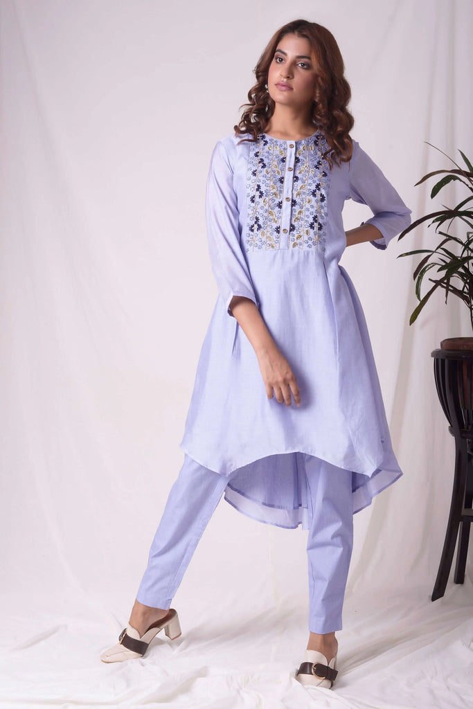 Chanderi Blue Kurta & Pants AAS Couture