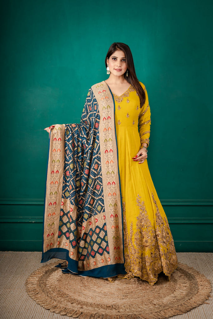 Mustard Yellow Anarkali AAS Couture
