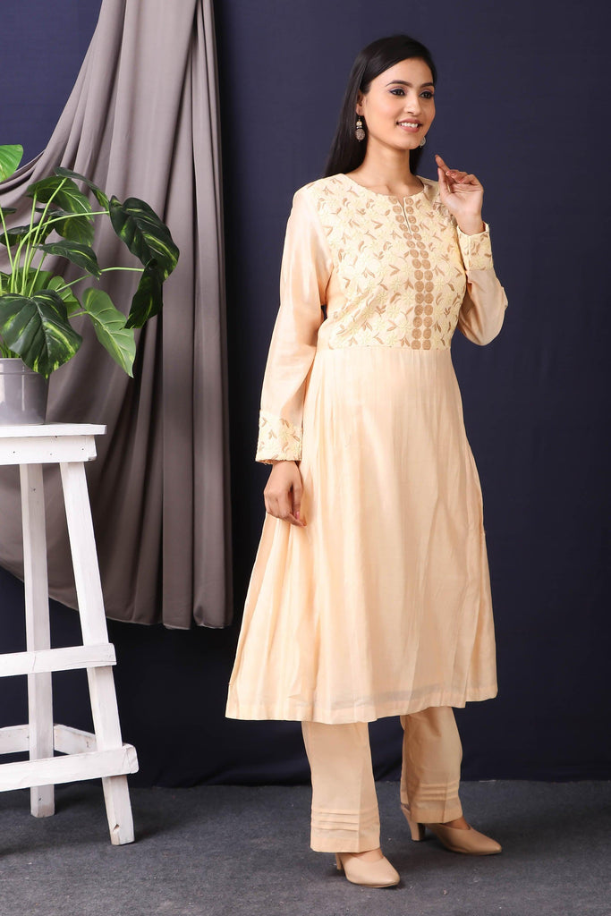 Lucknowi Peach Kurta with Pants AAS Couture