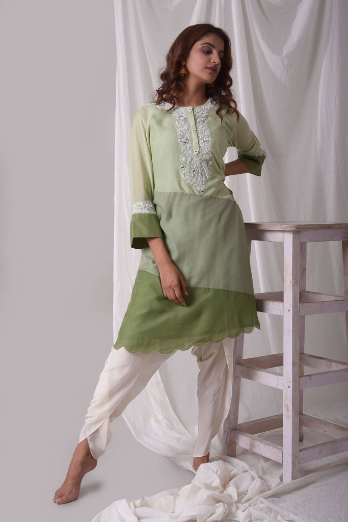 Monochromatic Cotton Silk Kurta-Dhoti Set AAS Couture