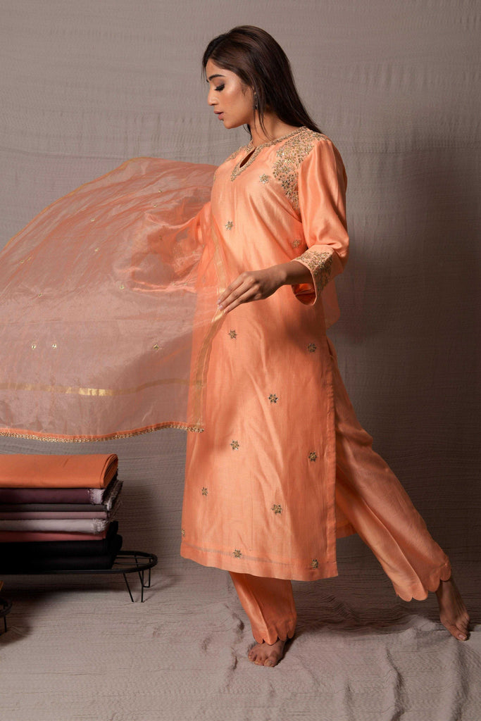Peach Gota Patti Kurta with Pant | AAS Couture