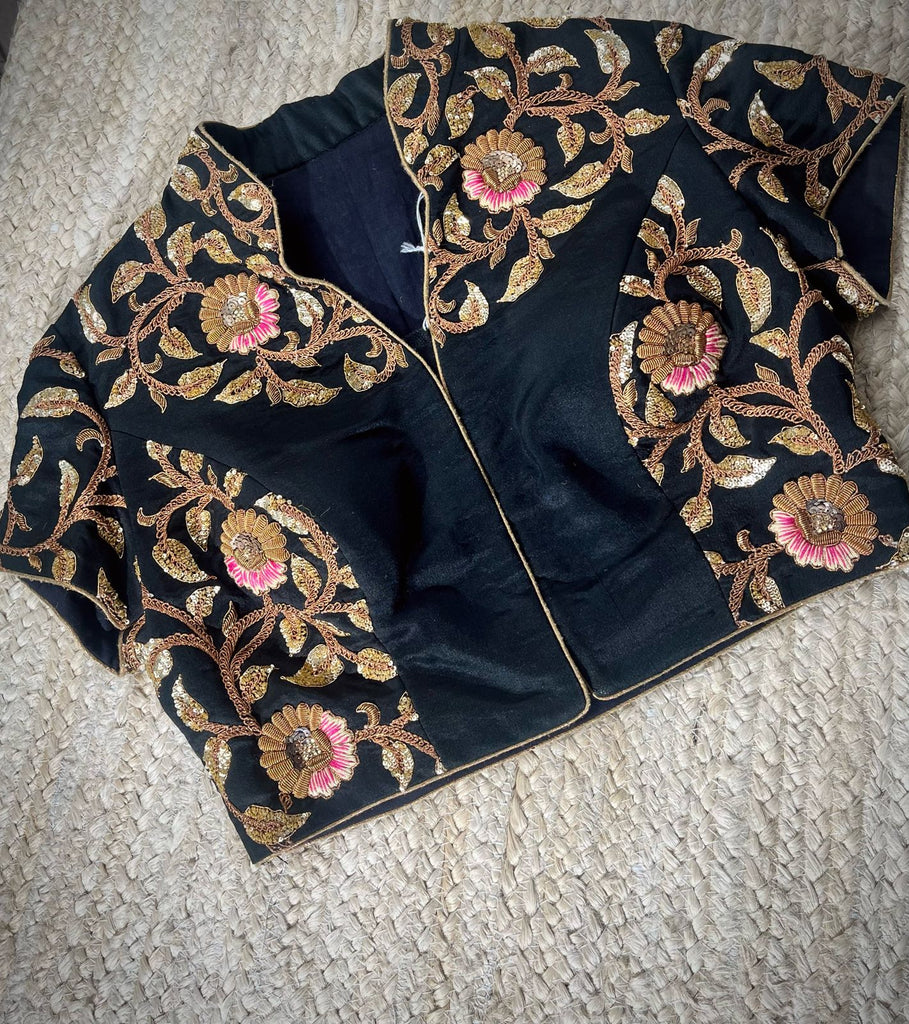 Black Blouse With Zardozi Embroidery AAS Couture